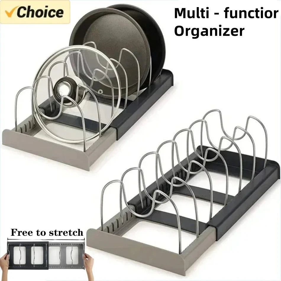 Tidy Haven Adjustable 7-Slot Pot & Pan Lid Organizer Rack