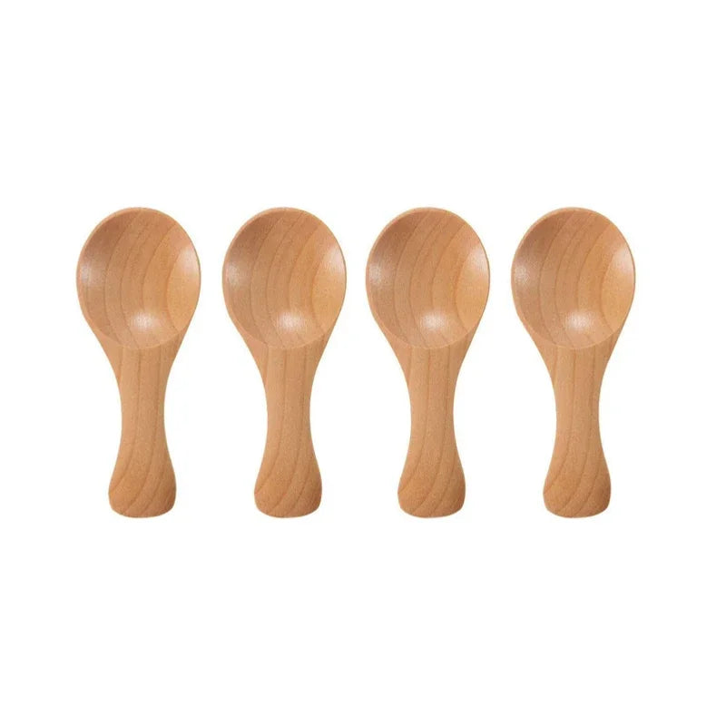 Tidy Haven 4Pcs Mini Wooden Spoons 
Sugar Tea Coffee Scoop Short Handle Wood