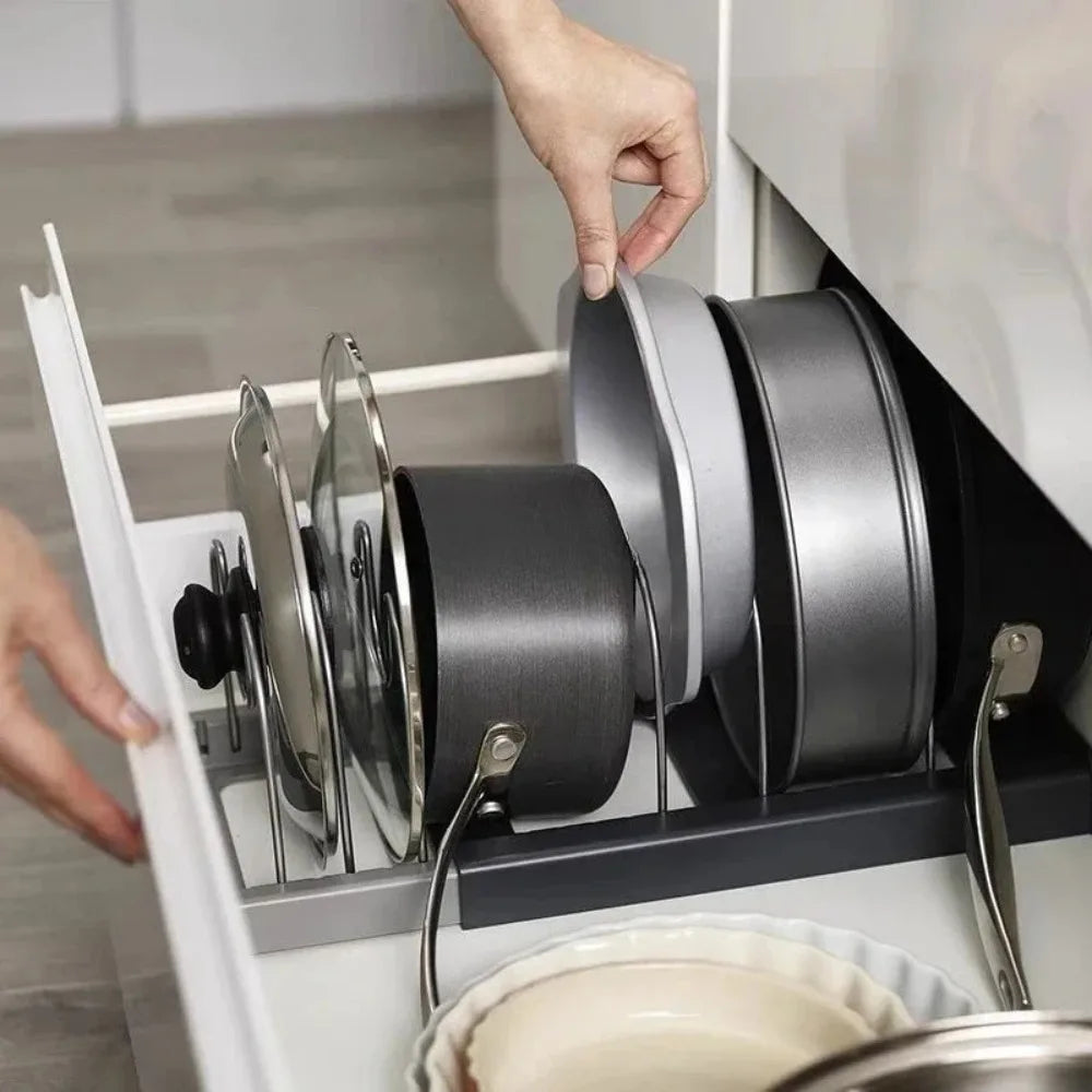 Tidy Haven Adjustable 7-Slot Pot & Pan Lid Organizer Rack