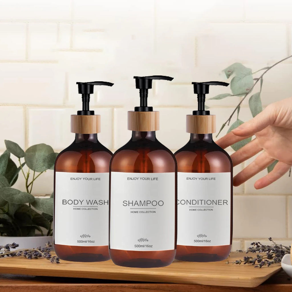 3-Piece Shower Dispenser Set – Shampoo, Conditioner & Body Wash Bottles | Refillable Bathroom Organizer
