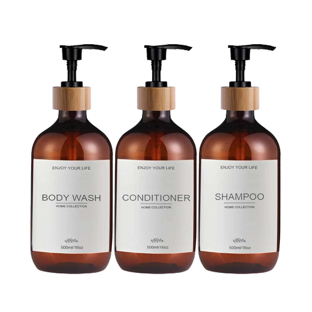 3-Piece Shower Dispenser Set – Shampoo, Conditioner & Body Wash Bottles | Refillable Bathroom Organizer