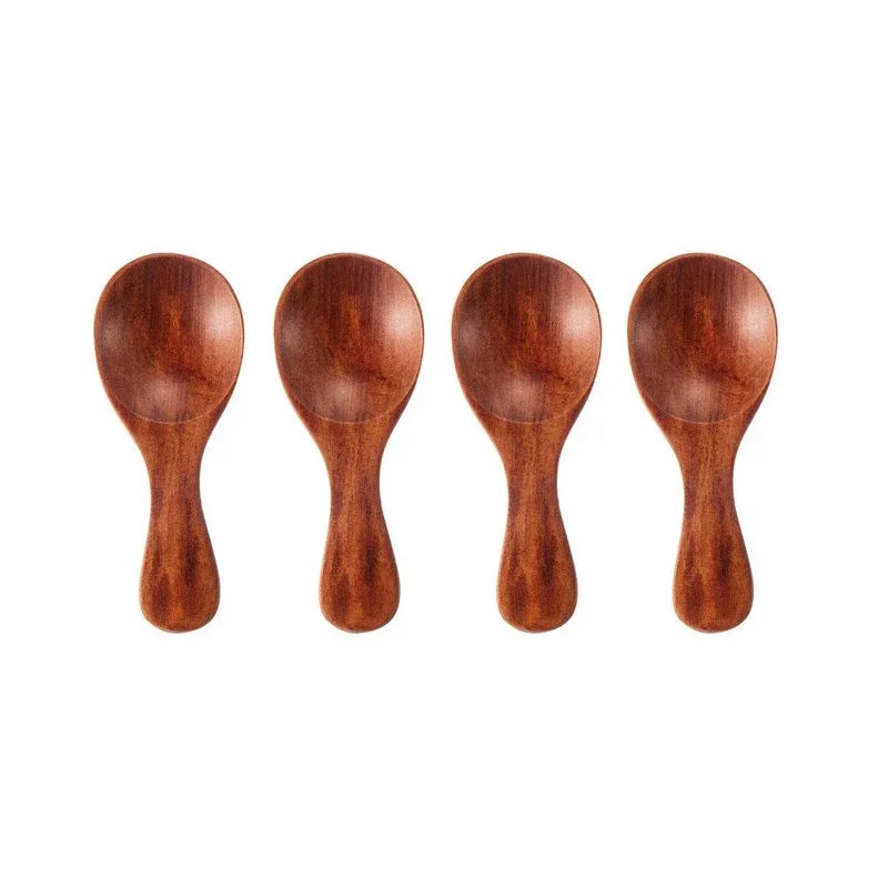 Tidy Haven 4Pcs Mini Wooden Spoons 
Sugar Tea Coffee Scoop Short Handle Wood
