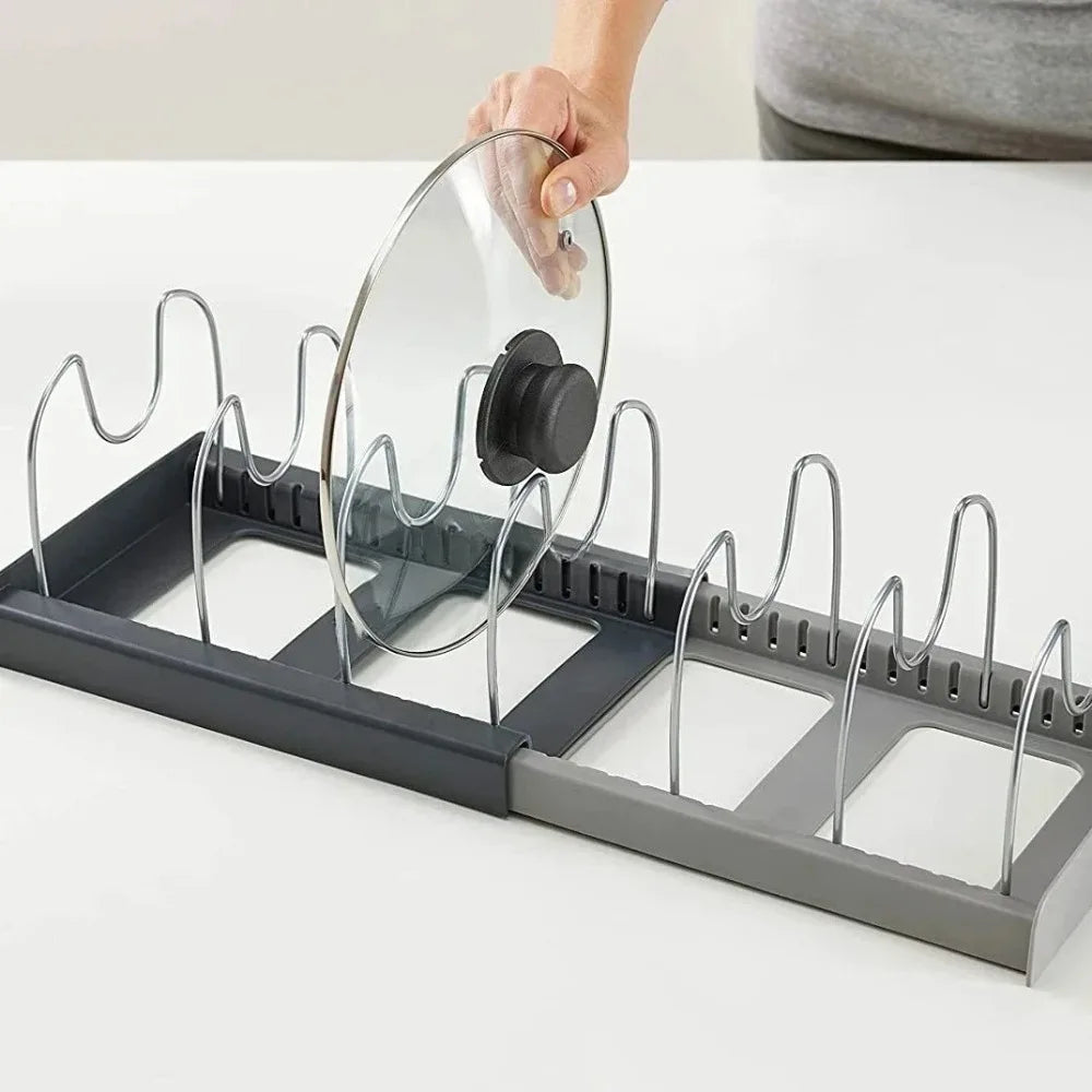 Tidy Haven Adjustable 7-Slot Pot & Pan Lid Organizer Rack