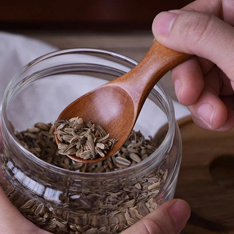 Tidy Haven 4Pcs Mini Wooden Spoons 
Sugar Tea Coffee Scoop Short Handle Wood