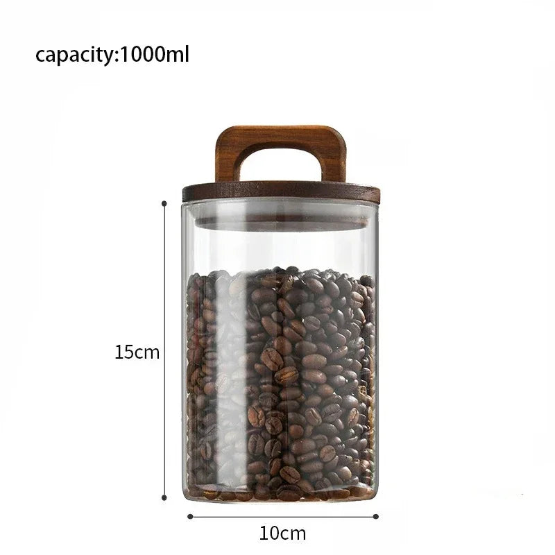 Tidy Haven Bamboo Lid Glass Storage Canister | Pantry & Kitchen Organization Jar