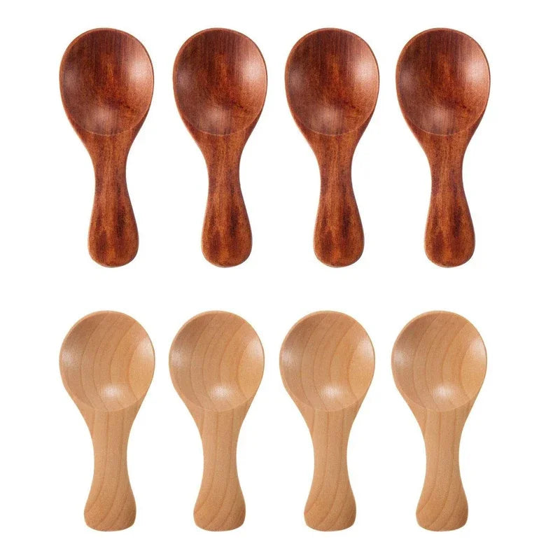 Tidy Haven 4Pcs Mini Wooden Spoons 
Sugar Tea Coffee Scoop Short Handle Wood