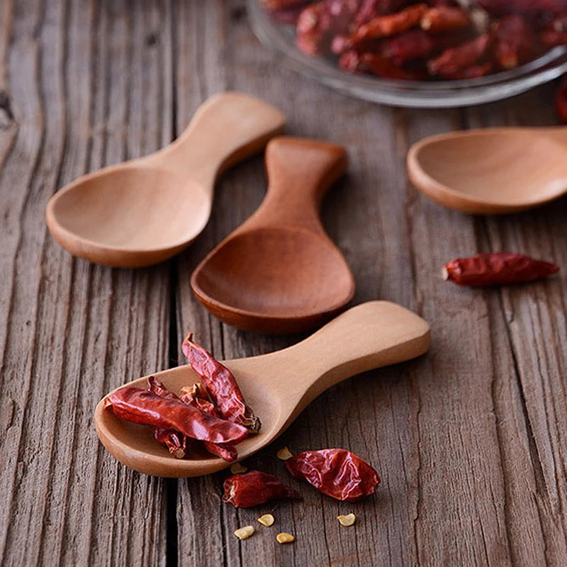 Tidy Haven 4Pcs Mini Wooden Spoons 
Sugar Tea Coffee Scoop Short Handle Wood