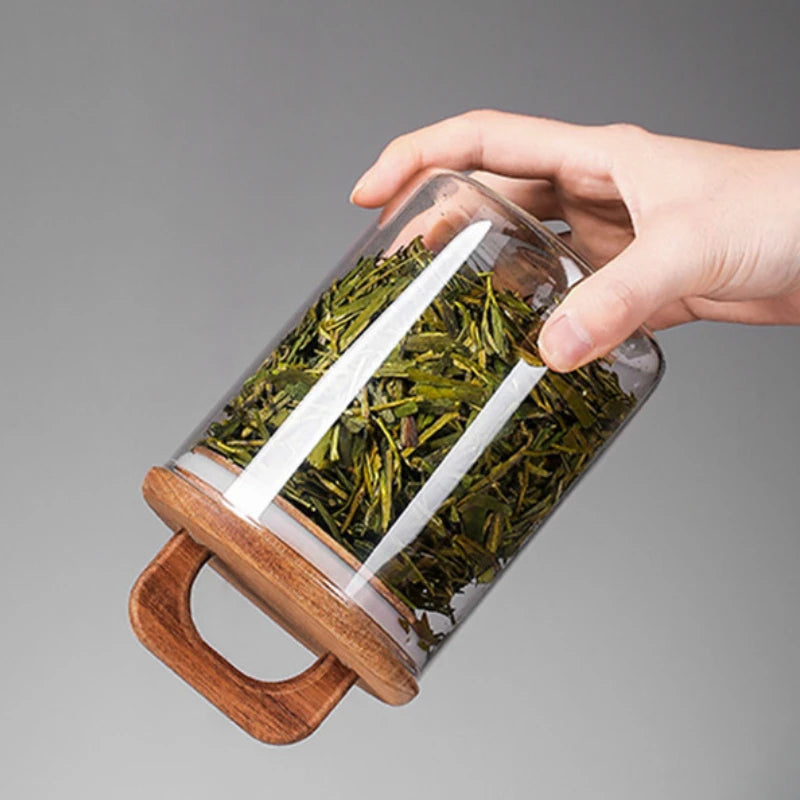 Tidy Haven Bamboo Lid Glass Storage Canister | Pantry & Kitchen Organization Jar