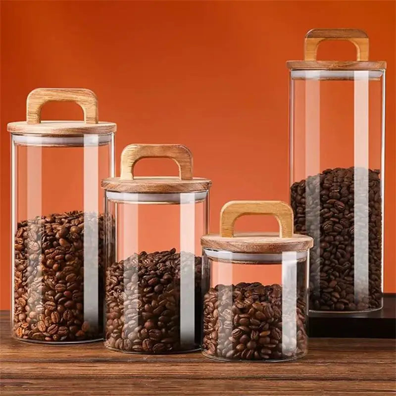 Tidy Haven Bamboo Lid Glass Storage Canister | Pantry & Kitchen Organization Jar