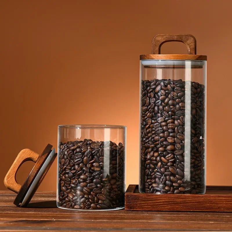 Tidy Haven Bamboo Lid Glass Storage Canister | Pantry & Kitchen Organization Jar