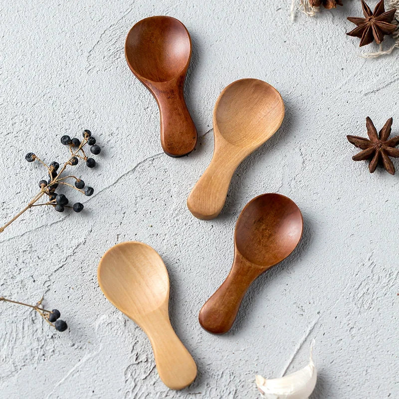 Tidy Haven 4Pcs Mini Wooden Spoons 
Sugar Tea Coffee Scoop Short Handle Wood