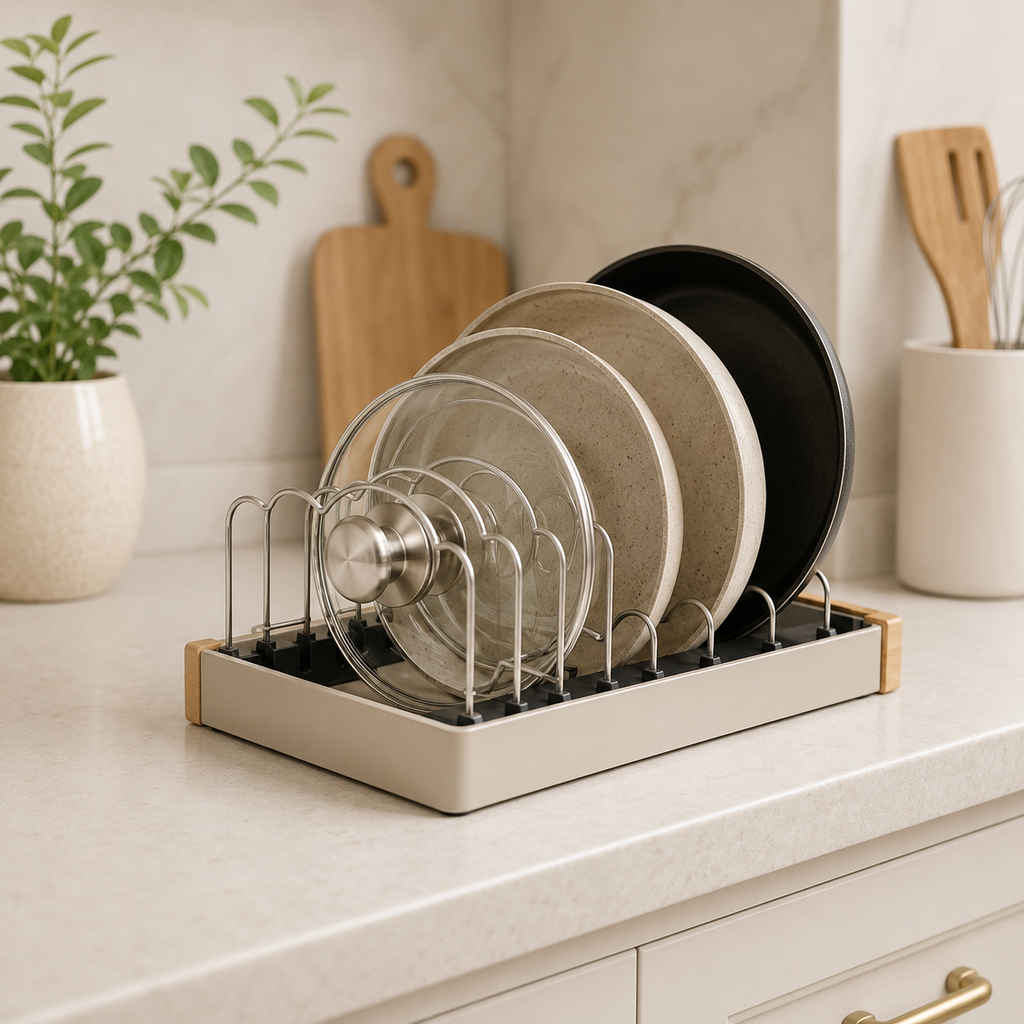 Tidy Haven Adjustable 7-Slot Pot & Pan Lid Organizer Rack